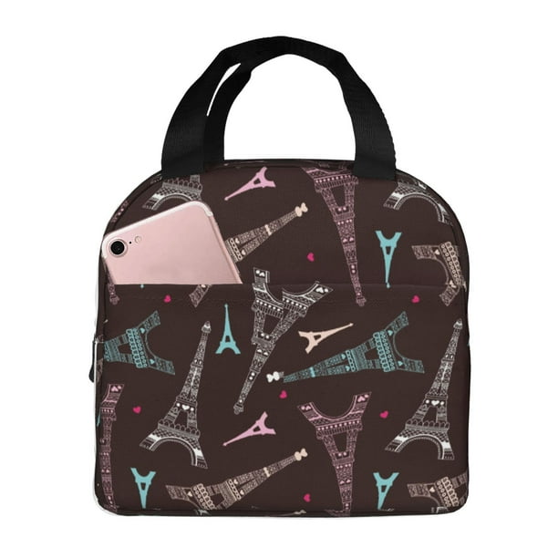 Easygdp Eiffel Tower Bolsa Térmica Premium - Tela Oxford Impermeable, Gran Capacidad, Bolsillo Frontal, Unisex para Trabajo, Escuela, Actividades al Aire Libre y Picnics