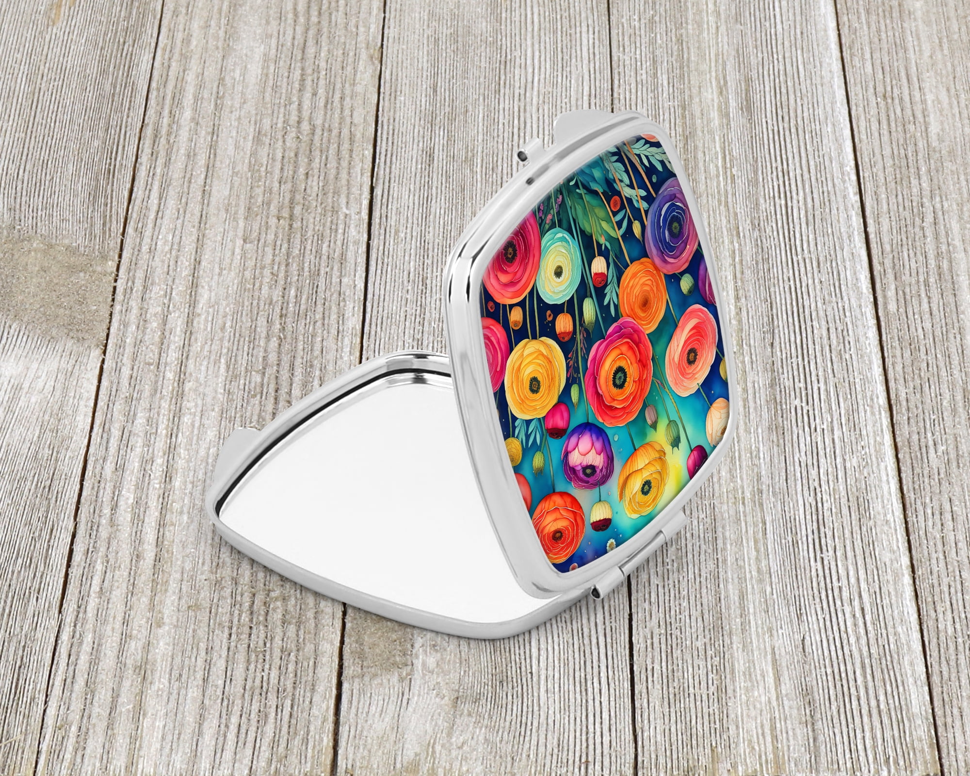 Colorful Ranunculus Compact Mirror 2.75 in x 3 in
