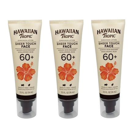 3 Pack - Hawaiian Tropic Sheer Touch Face Sunscreen Lotion SPF 60, 2.5 FL OZ