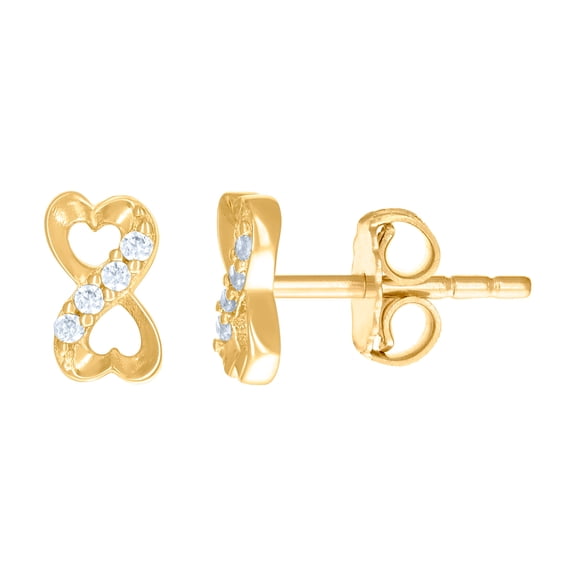 14k Yellow Gold Womens Cubic Zirconia Love Infinity Heart Stud Earrings 4x7.1mm Wide Stud Earring for Women