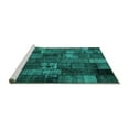 thumbnail image 2 of Ahgly Company Machine Washable Indoor Rectangle Patchwork Turquoise Blue Transitional Area Rugs, 2' x 4', 2 of 4