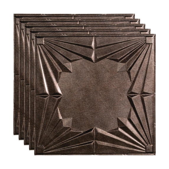 Fasade Art Deco 2ft x 2ft Vinyl Lay In Ceiling Tile Smoked Pewter 5pk