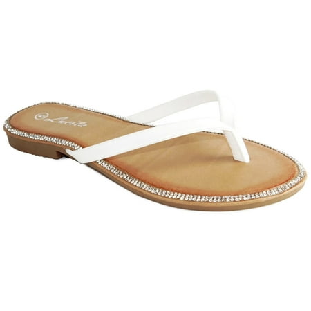 

SNJ Women s Glitter Casual Flat Summer Thong Flip Flop Sandal