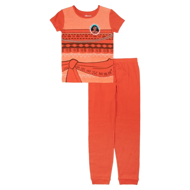 Conjunto de pijama Disney Moana de 2 piezas de algodón ajustado para niñas de 10 años