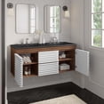 thumbnail image 3 of Modway Render 48" Wood Wall-Mount Bathroom Vanity in White/Walnut/Black, 3 of 8