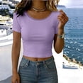 thumbnail image 2 of yillto Womens Ribbed Top Crop Short Sleeve Slim Shirts Lace Crewneck Casual Basic Tees Tshirts S-XXXL, 2 of 6