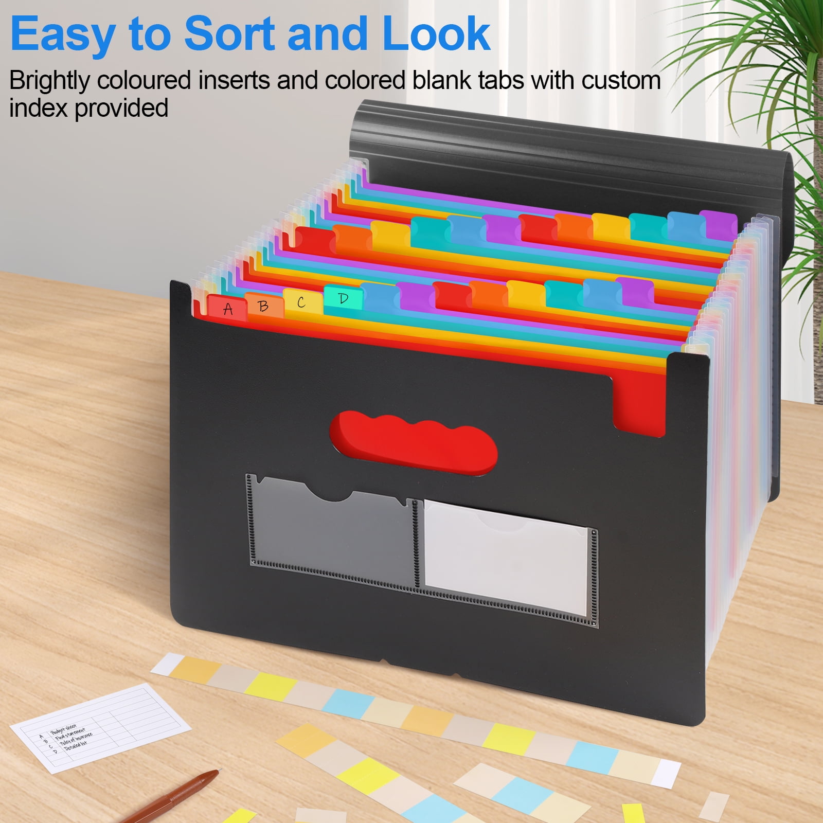 Utron Accordian File Organizer, 24 Pockets Expanding File Folders, Portable Monthly Bill Receipt Organizer, Colorful Tabs, Letter/A4 Size for School, Home and Office, Classroom Must Haves