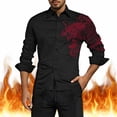 thumbnail image 2 of FINALGANG Mens Long Sleeve Dress Shirt With Dragon Print Traditional Style Turn Down Collar Button Down Shirt For Party Business Daily Wear Red L, 2 of 4