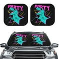 thumbnail image 2 of Xecao Rex Dinosaur With Sunglasses for Foldable Car Sun Shades (2-Pack) offer sun protection with an easy-fold design for convenient windshield shading., 2 of 7