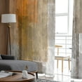 Abstract Oil Painting Geometric Orange Tulle Voile Curtains For Bedroom