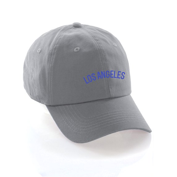 Daxton USA Cities Baseball Dad Hat Cap Cotton Unstructure Low Profile Strapback - Los Angeles Grey Blue