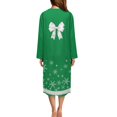 thumbnail image 2 of Yuyamidu Christmas Zipper Front Robes for Women Long Dressing Gown Snowflake Mid-Length Robe Size M Bow Crewneck Bathrobe with Pockets Green Long Sleeve Housecoats, 2 of 7