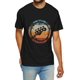 thumbnail image 1 of [Lightweight Design] Men's Casual Cotton T-Shirt - Short Sleeve, Round Neck, Guitar Graphic Design, Black with Orange & Red Stripes, Lightweight & Breathable for Summer, Hiking & Outdoor, 1 of 6