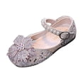 thumbnail image 2 of BXJX Girls Dress Shoes, Performance Ankle Strap Non Slip Flat Heel Kids Princess Shoes Pink Size 1 Big Kids, 2 of 8