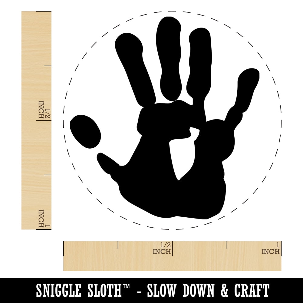 Hand Print Self-Inking Rubber Stamp Ink Stamper - Black Ink - Medium 1 Inch