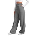 thumbnail image 3 of Tosmy Women's Casual Pants Women's Lined Sweatpants Wide Straight Leg Pants Bottom Sweatpants Joggers Pants Workout High Waisted Yoga Pants With Pockets Comfortable, 3 of 9