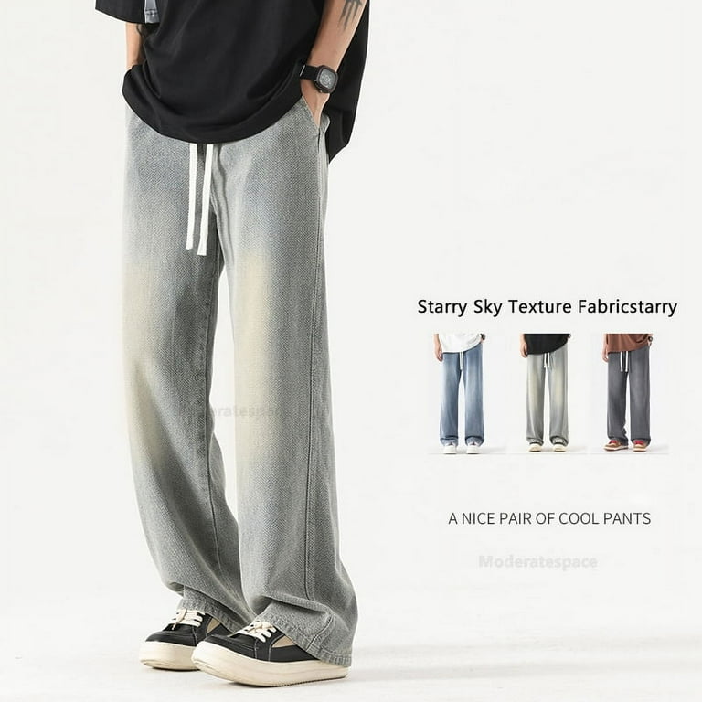 Baggy Jeans Men's Fashion Starry Sky Pattern Fabric Vintage