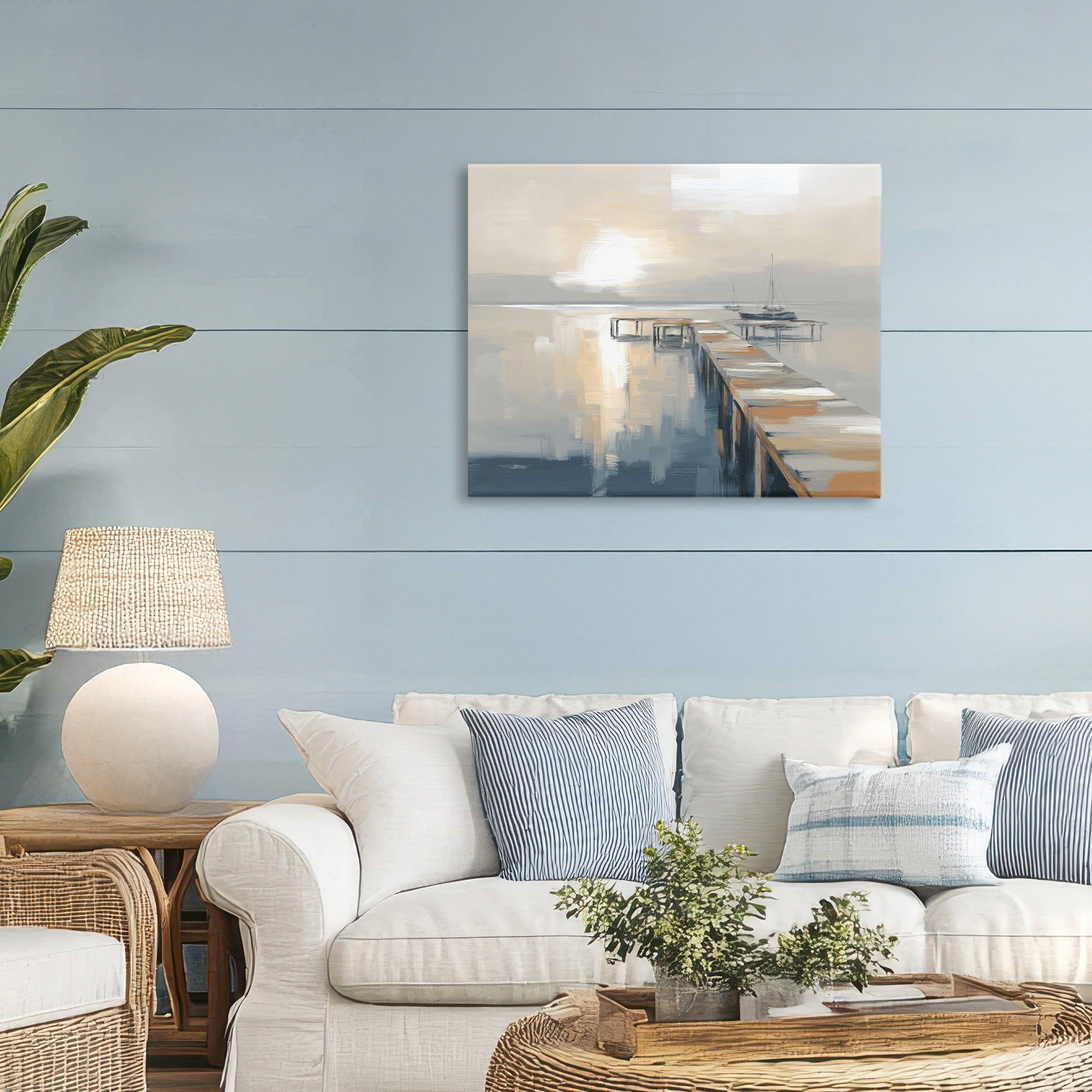 Stupell Industries Pier with Sailboat Seascape Canvas Wall Art, design by Kim Curinga