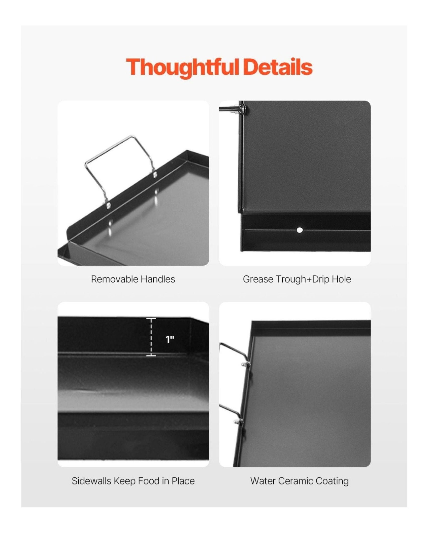 Carbon Steel Griddle 24x16 Inch, BBQ Grill Pan - Flat Top for Gas, Electric & Induction Stovetops - Universal Cookware for Outdoor Cooking