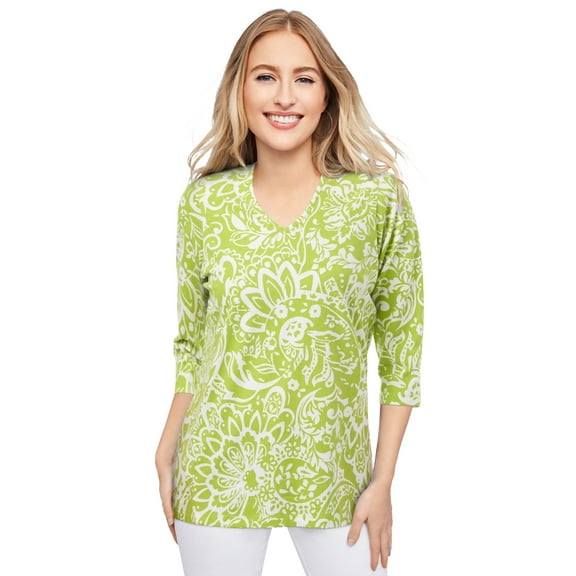 Jessica London Women's Plus Size Stretch Cotton V-Neck Tee