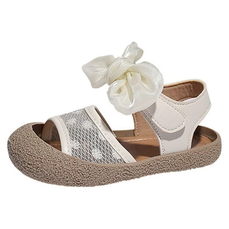 

NIUREDLTD Little Children s Soft Sole Sandals Summer Little Girls Baby Baotou Princess Shoes Leather Shoes Size 23