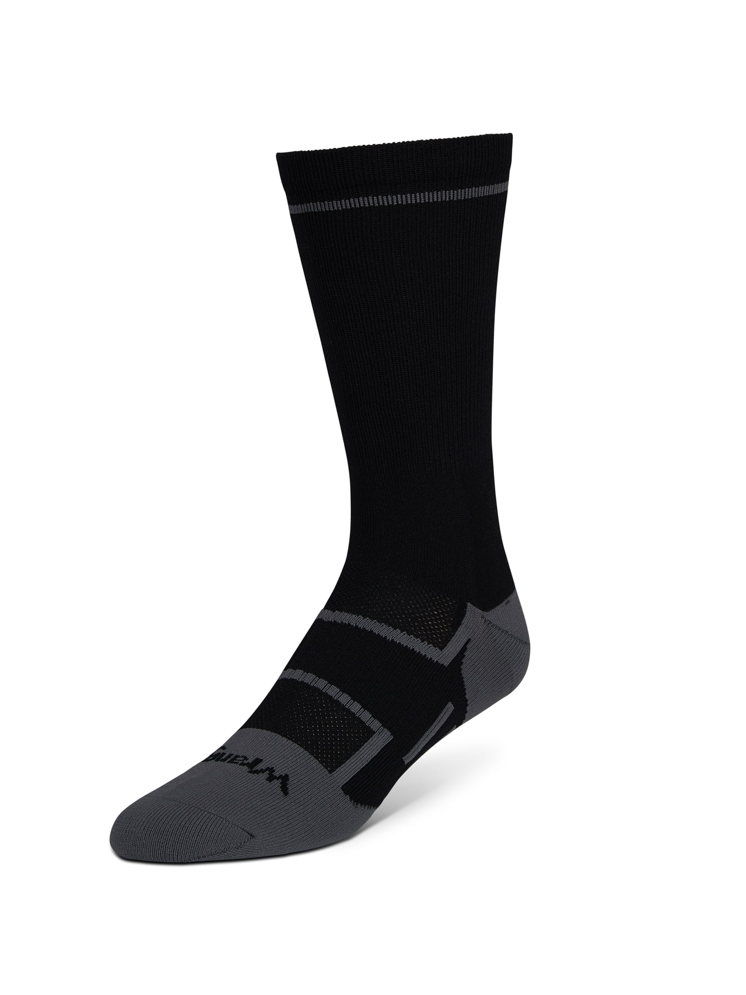 Wrangler Comfort Compression Crew Socks for Men, Size 6-12, White/Gray/Black, 3 Pairs