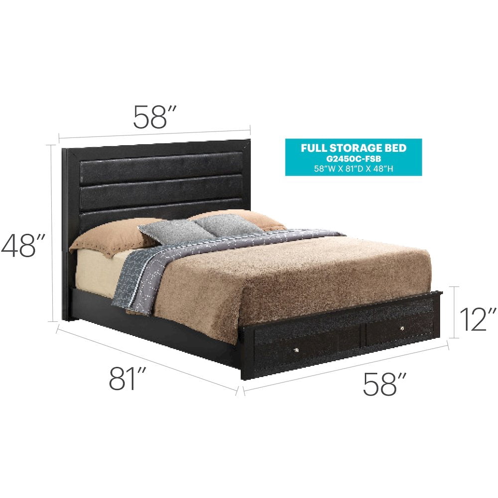 Glory Furniture Burlington Full Storage Bed in Black Color