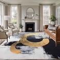 thumbnail image 3 of Black Gold Area&nbsp;Rug 5x7ft Watercolor Geometric Non-Slip&nbsp;Washable Square&nbsp;Rugs Soft Felt Indoor Floor Mat for Bedroom Kitchen Living Room Bathroom, 3 of 9