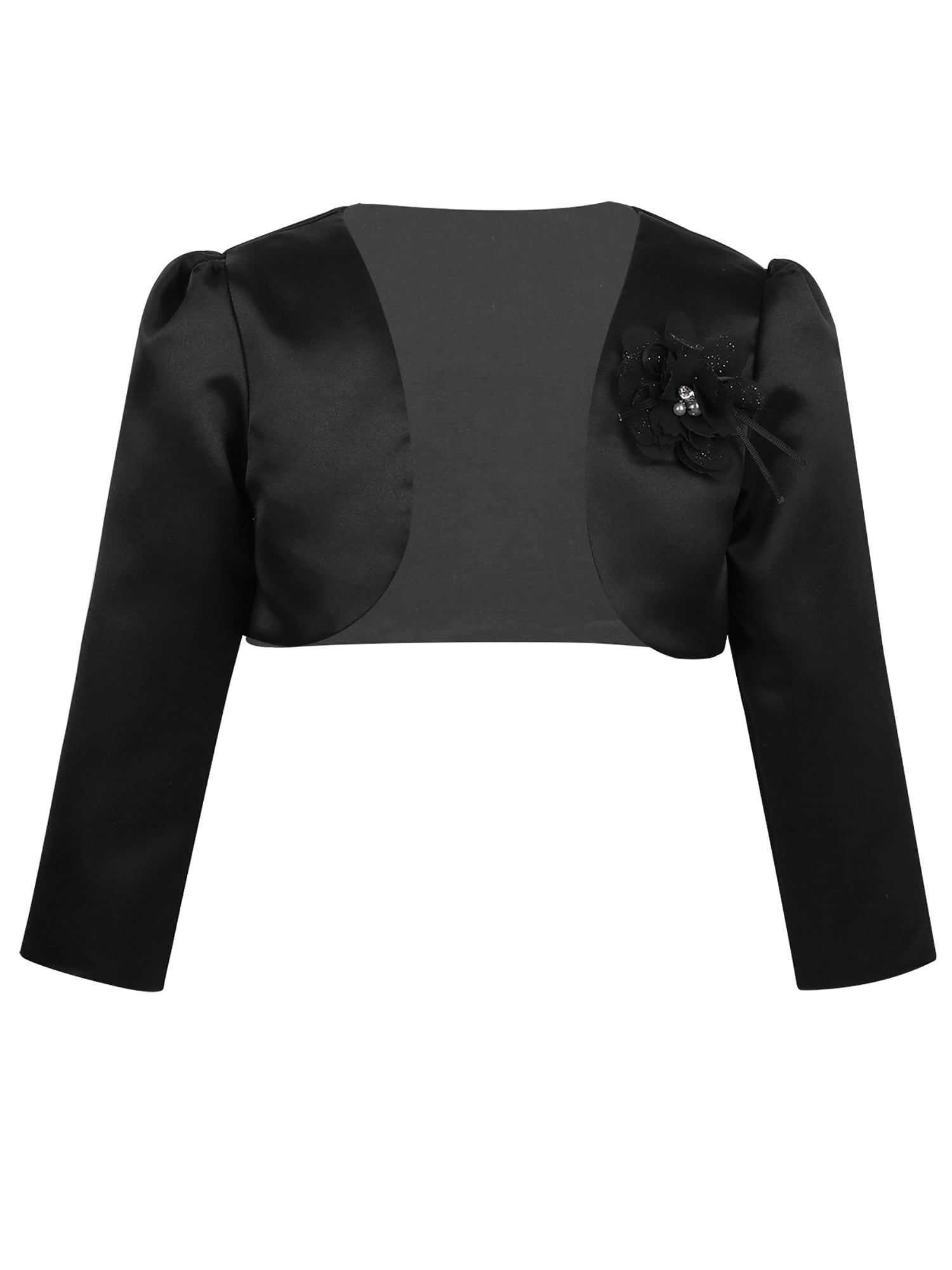 renvena Kids Flower Girls Stain Long Sleeves Bolero Shrug Jacket