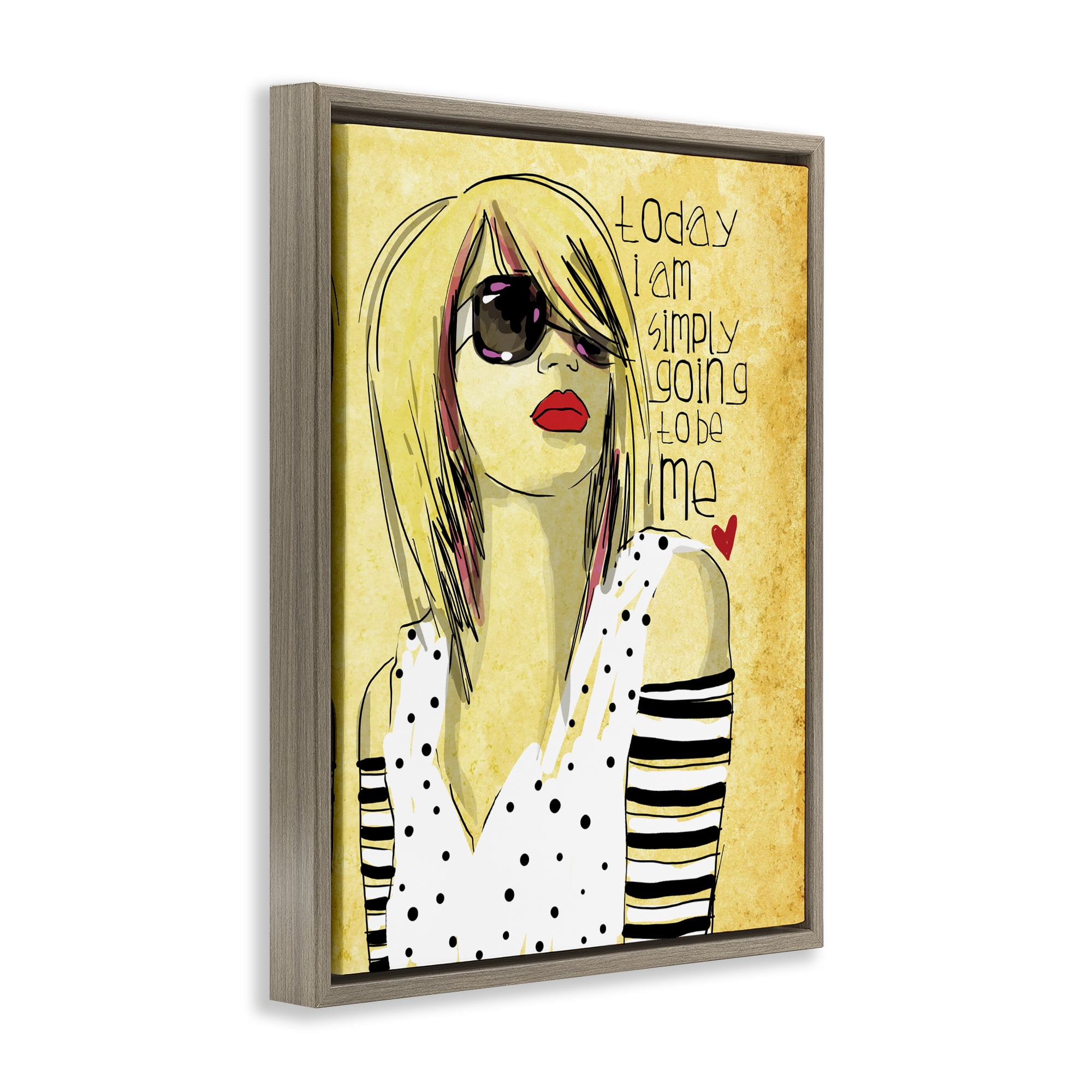 Stupell Industries Today I Am Simply Me Brown Framed Floater Canvas Wall Art, design by Suzanne Millius