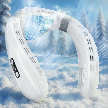 Neck Fan Portable Air Conditioners Personal Fans with Cooling Plate Ergonomic Fan Type-C Rechargeable 5200mAh 360° Airflow Wearable LED Screen 3 Speeds 3 Cooling Setting Gifts