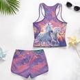 thumbnail image 6 of COEQINE Girls Tankini Swimsuit 2 Piece for Kids Ages 12-13 with Removable Pads Printed Bathing Suits for Big Kid Preteen Soft Crewneck Tank Top and Swim Shorts, Horse Dreamy Sky, 6 of 8