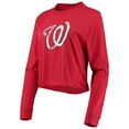 thumbnail image 2 of Women's New Era Red Washington Nationals Baby Jersey Cropped Long Sleeve T-Shirt, 2 of 3