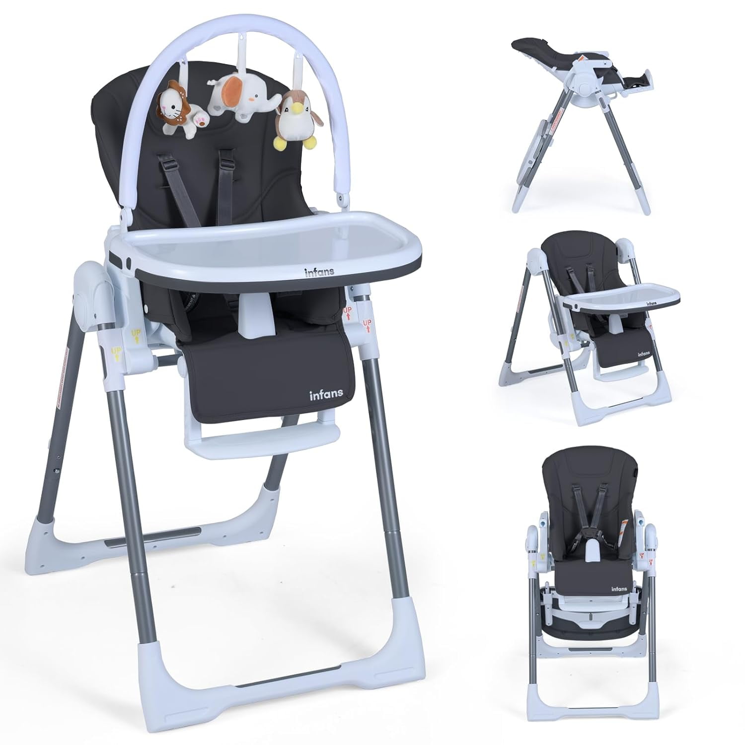 Joovy Nook High Chair, Compact Fold, Swing Open Tray, Coral