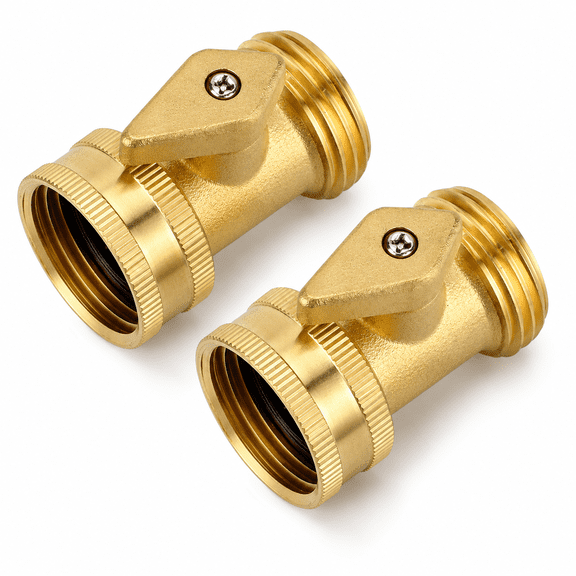 2pcs Heavy Duty Brass Garden Hose Shut Off Valve - 3/4" Garden Hose Connector with Extra Pressure Washer
