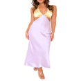thumbnail image 2 of EIMELI Robe Longue d'Été pour Femmes Contraste Couleur Col Licou Décolleté en V Profond Sans Manches Dos Nu, 2 of 9