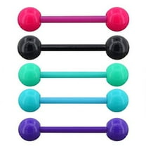 OUFER 14G 5PCS Soft Acrylic Tongue Rings Barbell Colorful Tongue Barbell Tongue Piercing