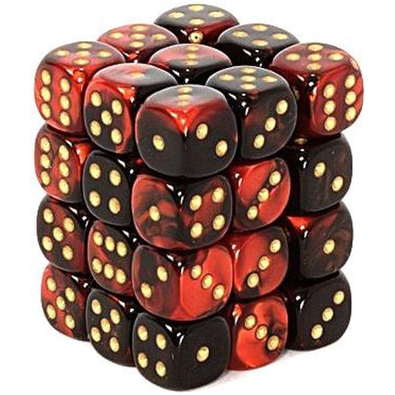 Chessex 6-Sided d6 Gemini Dice Pack (Black-Red & Gold)