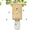 thumbnail image 1 of Trampa de abejas de madera para exteriores, atrapamoscas de carpintero estilo casa de troncos Natural eficiente, resistente al agua y duradera, 1 of 6