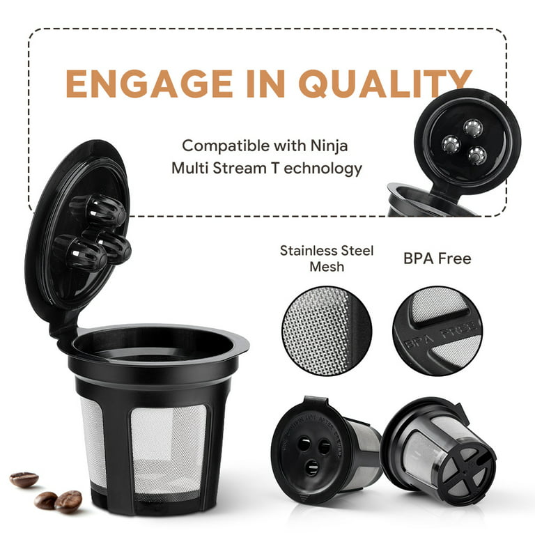 Ninja Dual Brew Coffee Maker 6 Reusable Refillable K Cup Coffee Filter Pods
