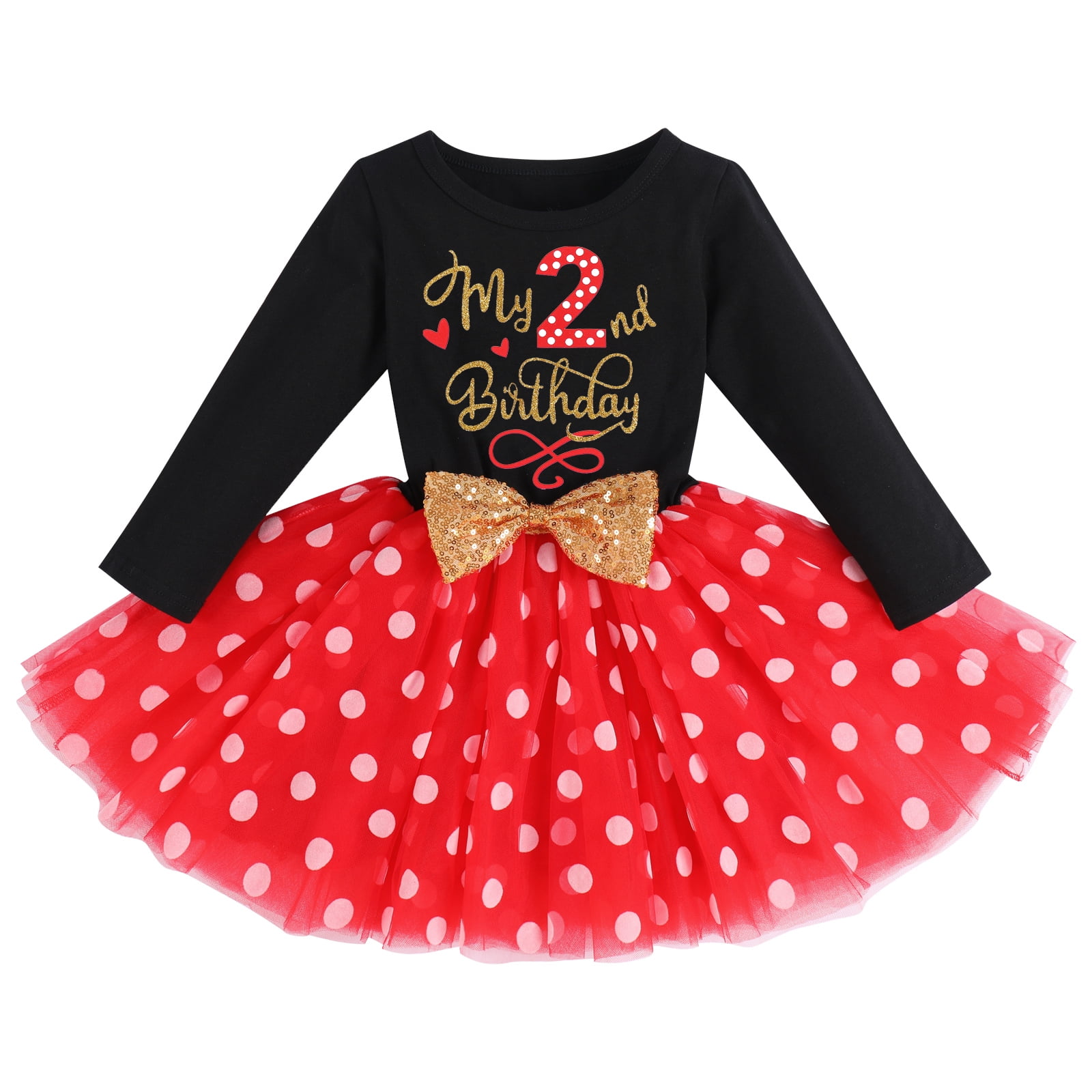 IMEKIS Second 2nd Birthday Outfit Girl Toddler Mini Dress 2 Year Old