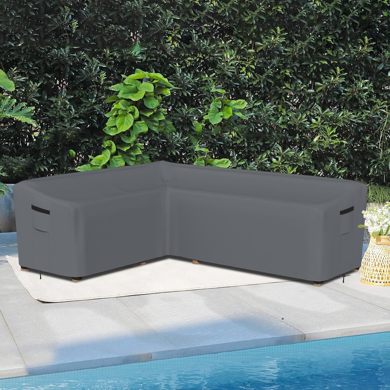 Patio L-Shaped Sectional Cover, 83'' x 104'' Length Left Facing, Heavy-Duty Waterproof UV-Resistant Outdoor Furniture Cover, Easy to Use & Care, Gray