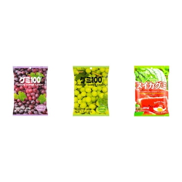 3 Pack Kasugai Gummy Candies, Made in Japan, Gluten Free, Mix 3 Flavor (Grape Frutia,Mmuscat,Watermelon) Plus NineChef Brand Long Handle Coffee Spoon