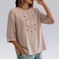 thumbnail image 5 of Kelon Short Sleeve Womens Linen Cotton Tops Vacation Casual Outfits Blouses Dressy Casual Summer Outfits 2026, 5 of 5