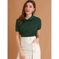 thumbnail image 3 of INSPIRE CHIC Camisa De Manga Corta Suave Con Botones Y Cuello Peter Pan Dulce Para Mujer Verde oscuro S, 3 of 6