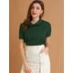 thumbnail image 3 of INSPIRE CHIC Camisa De Manga Corta Suave Con Botones Y Cuello Peter Pan Dulce Para Mujer Verde oscuro M, 3 of 6