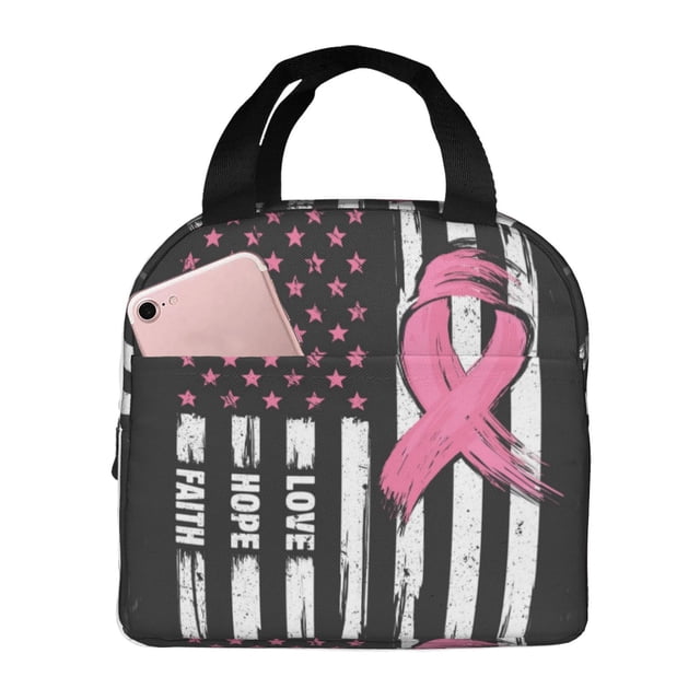 Disketp Ribbon Breast Cancer Awareness Bolsa Térmica para Almuerzo para Hombre y Mujer, Ideal para Trabajo, Senderismo y Picnic