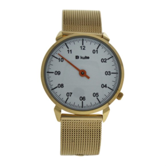 KU15-0008 Bracelet Montre en Maille d'Acier Inoxydable Or par Kulte pour Unisexe - 1 Pce Montre