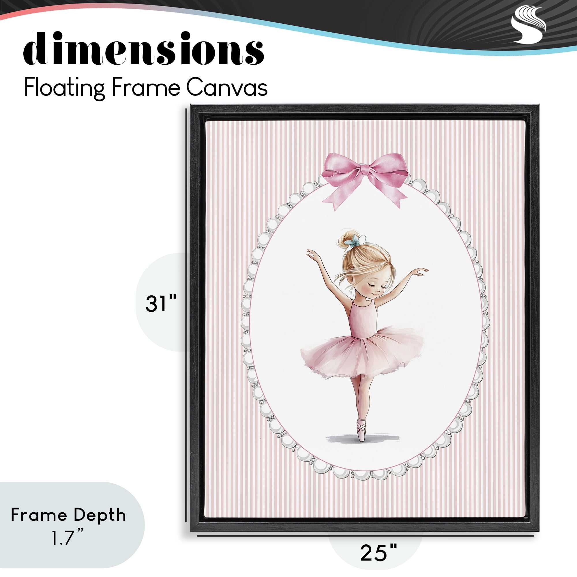 Stupell Industries Dance Pink Ballerina Black Framed Floater Canvas Wall Art, design by Christine Simpson Art