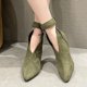 thumbnail image 5 of NECHOLOGY Botas Mujer Adulto Femenino Zapatos Botines para mujer Zapatos de mujer Tacones gruesos Botas de cuero Botas Tacones altos Botas de mujer Botas con cremallera de moda (Green, 7.5), 5 of 7